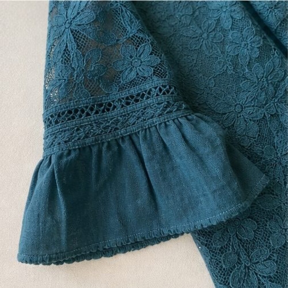 Teal Button Blouse - Picture 5 of 6